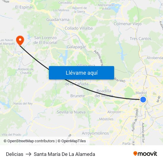 Delicias to Santa María De La Alameda map