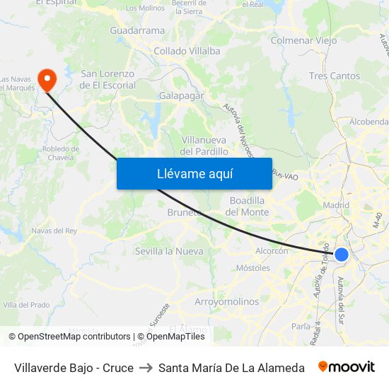 Villaverde Bajo - Cruce to Santa María De La Alameda map