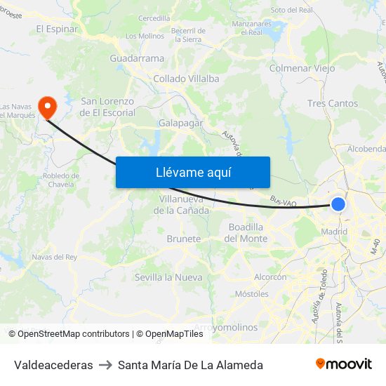 Valdeacederas to Santa María De La Alameda map