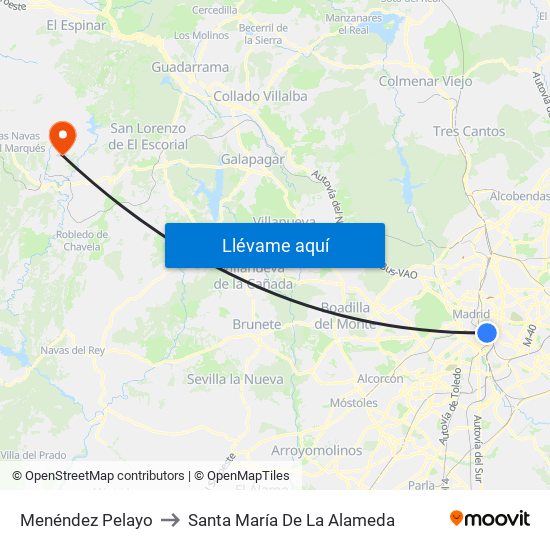 Menéndez Pelayo to Santa María De La Alameda map