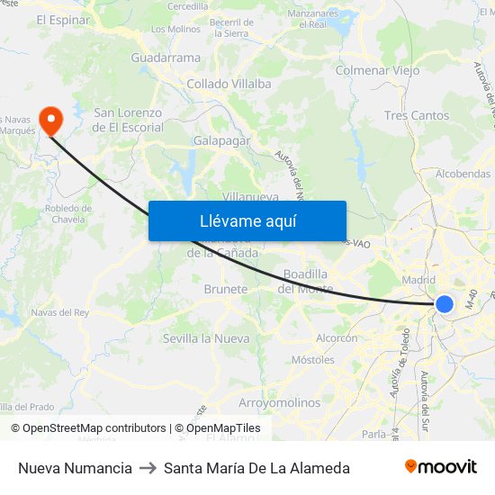 Nueva Numancia to Santa María De La Alameda map