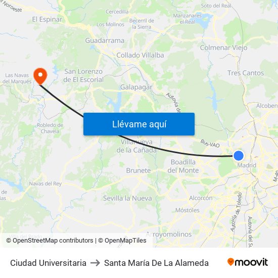 Ciudad Universitaria to Santa María De La Alameda map