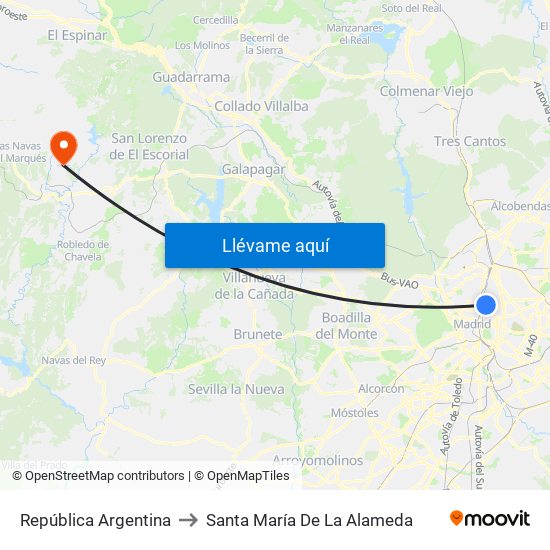 República Argentina to Santa María De La Alameda map