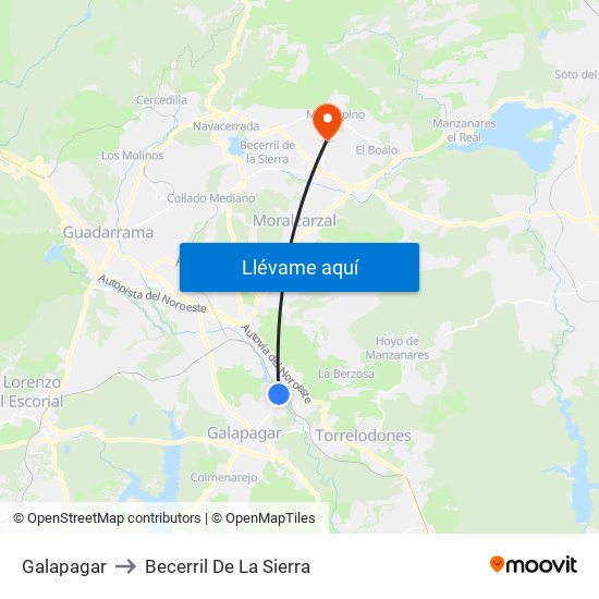 Galapagar to Becerril De La Sierra map