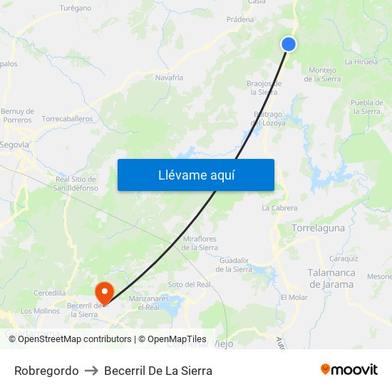 Robregordo to Becerril De La Sierra map
