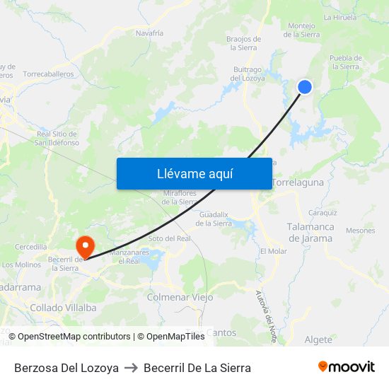Berzosa Del Lozoya to Becerril De La Sierra map