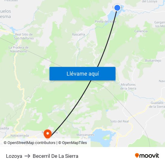 Lozoya to Becerril De La Sierra map