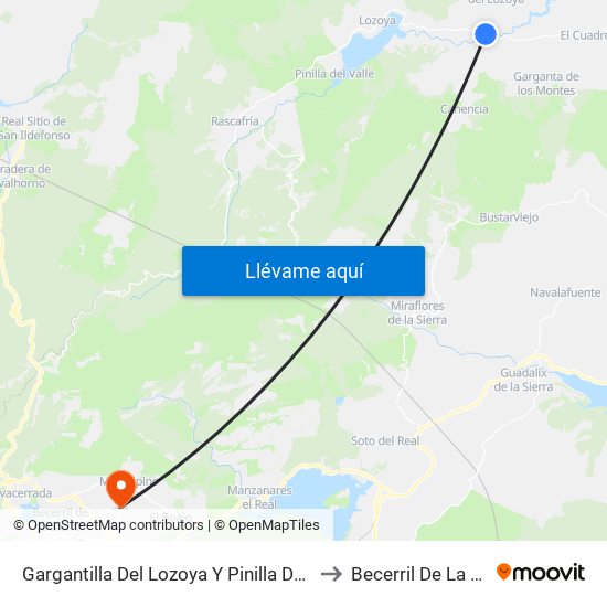 Gargantilla Del Lozoya Y Pinilla De Buitrago to Becerril De La Sierra map