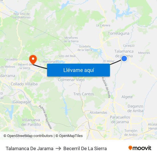 Talamanca De Jarama to Becerril De La Sierra map