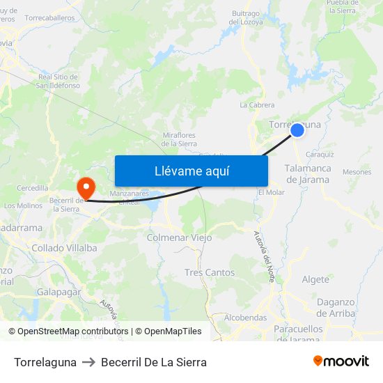 Torrelaguna to Becerril De La Sierra map