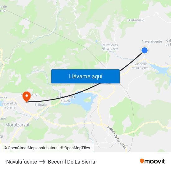 Navalafuente to Becerril De La Sierra map