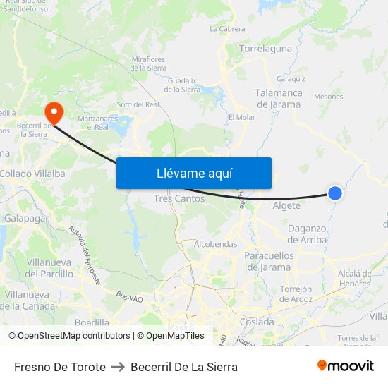 Fresno De Torote to Becerril De La Sierra map