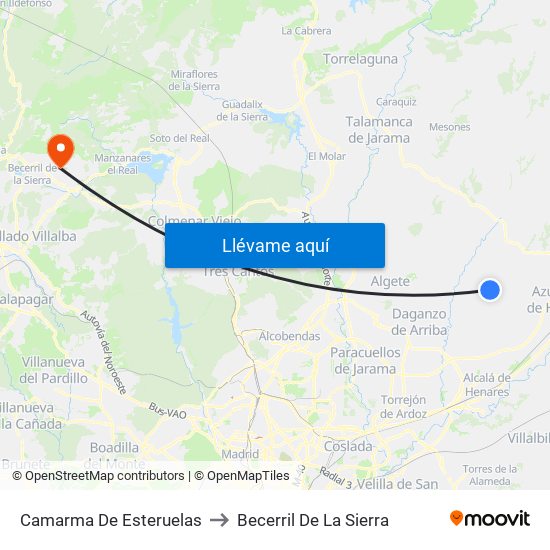 Camarma De Esteruelas to Becerril De La Sierra map