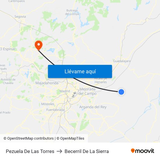 Pezuela De Las Torres to Becerril De La Sierra map