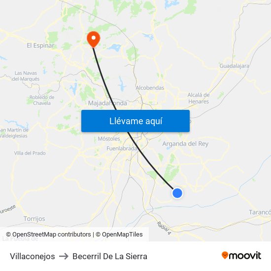 Villaconejos to Becerril De La Sierra map