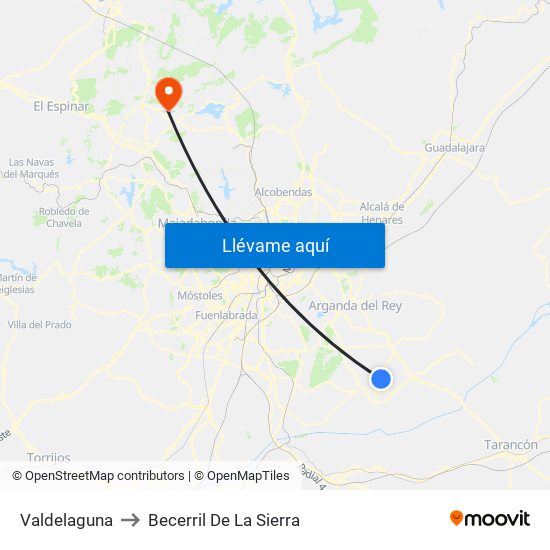 Valdelaguna to Becerril De La Sierra map