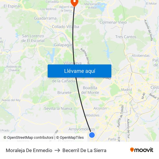 Moraleja De Enmedio to Becerril De La Sierra map