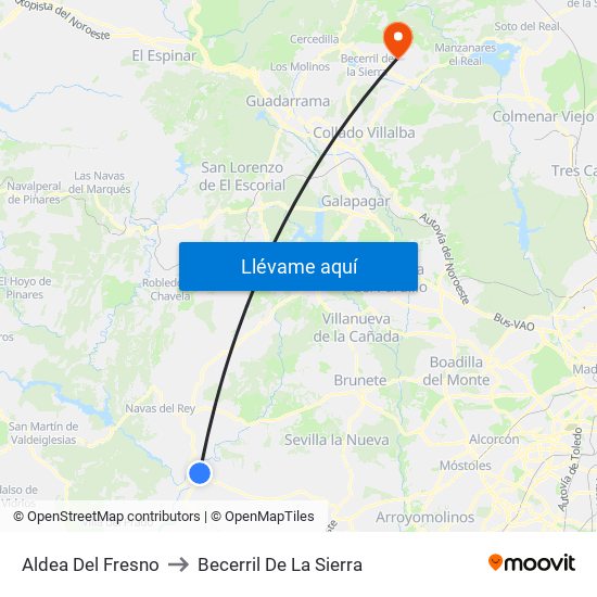 Aldea Del Fresno to Becerril De La Sierra map