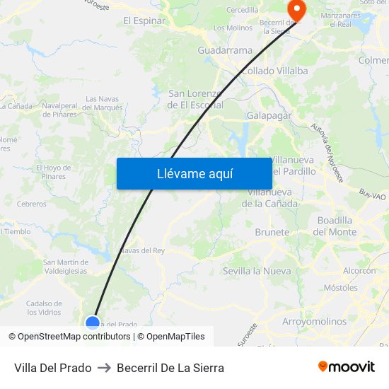 Villa Del Prado to Becerril De La Sierra map