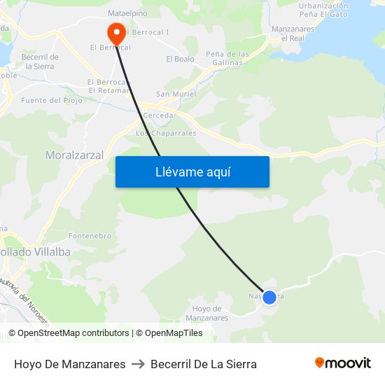 Hoyo De Manzanares to Becerril De La Sierra map