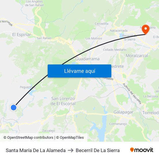 Santa María De La Alameda to Becerril De La Sierra map
