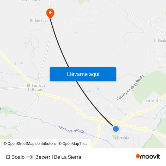 El Boalo to Becerril De La Sierra map