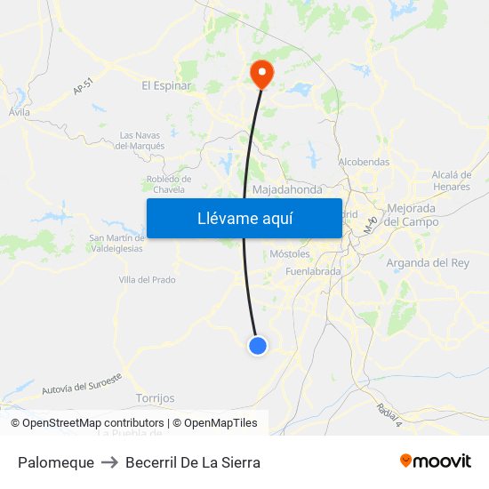 Palomeque to Becerril De La Sierra map