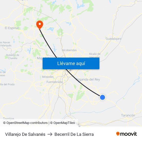 Villarejo De Salvanés to Becerril De La Sierra map