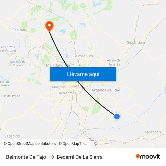 Belmonte De Tajo to Becerril De La Sierra map