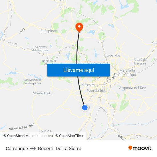 Carranque to Becerril De La Sierra map