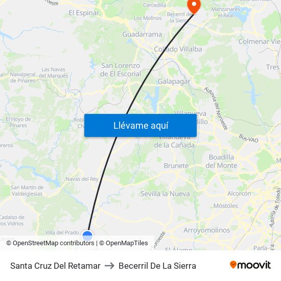 Santa Cruz Del Retamar to Becerril De La Sierra map