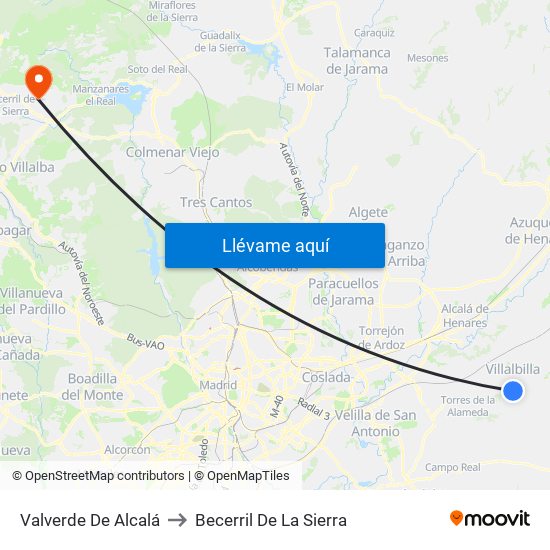 Valverde De Alcalá to Becerril De La Sierra map