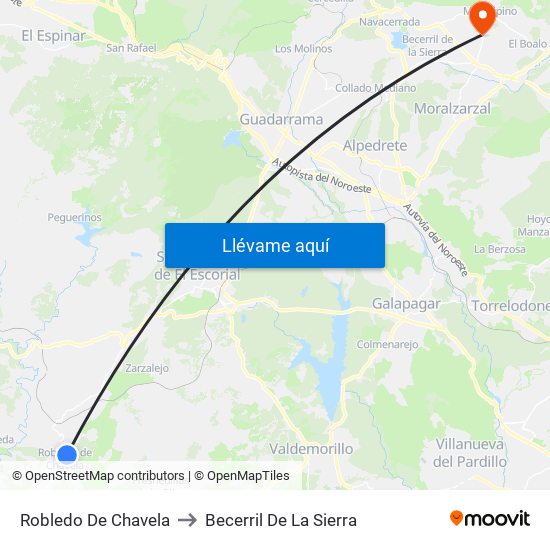 Robledo De Chavela to Becerril De La Sierra map