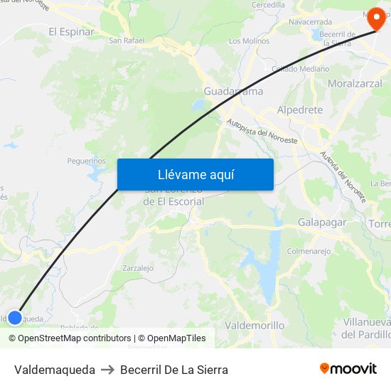 Valdemaqueda to Becerril De La Sierra map