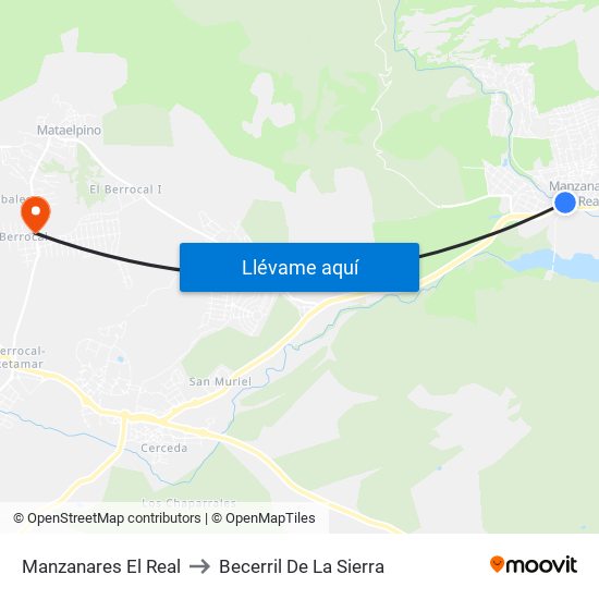 Manzanares El Real to Becerril De La Sierra map