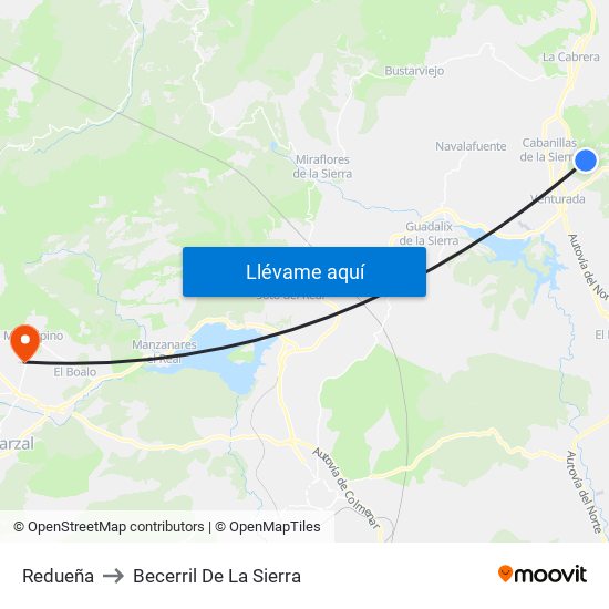 Redueña to Becerril De La Sierra map