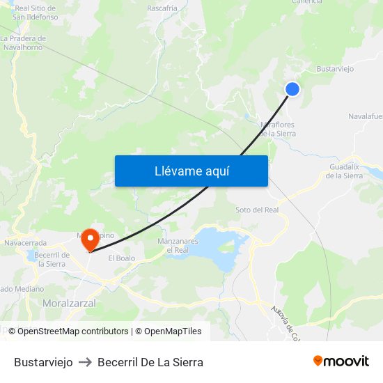 Bustarviejo to Becerril De La Sierra map