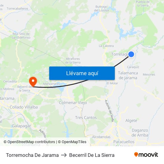Torremocha De Jarama to Becerril De La Sierra map