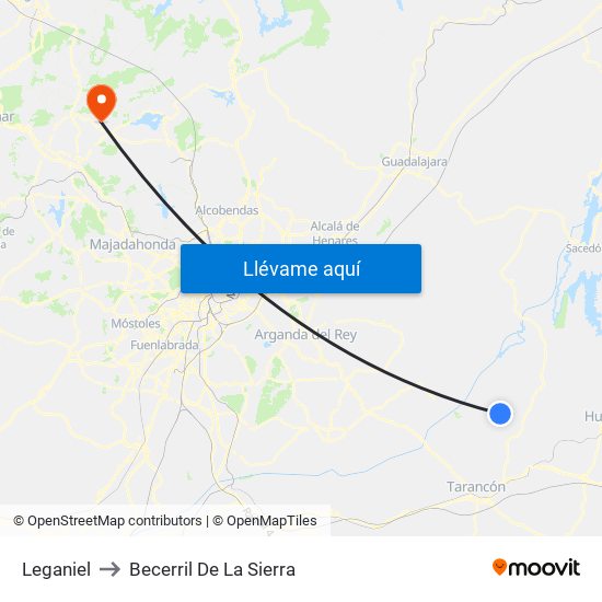 Leganiel to Becerril De La Sierra map