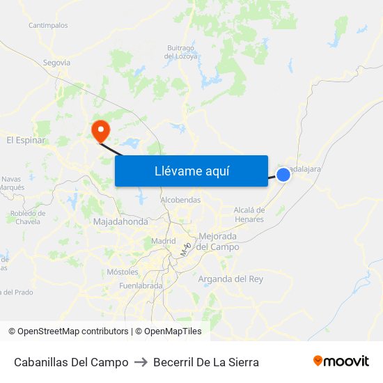 Cabanillas Del Campo to Becerril De La Sierra map