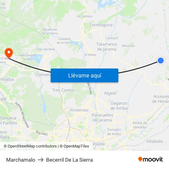 Marchamalo to Becerril De La Sierra map