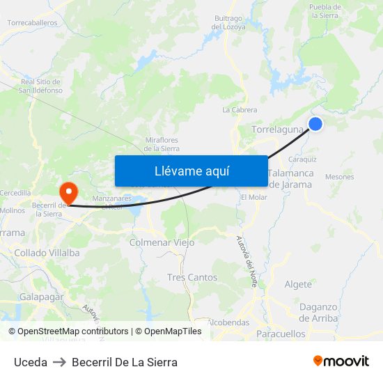 Uceda to Becerril De La Sierra map