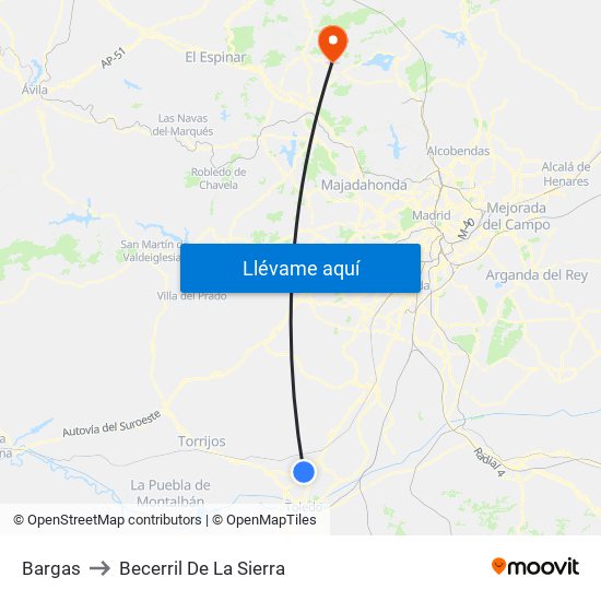 Bargas to Becerril De La Sierra map