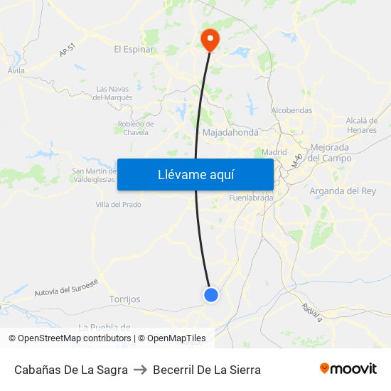 Cabañas De La Sagra to Becerril De La Sierra map