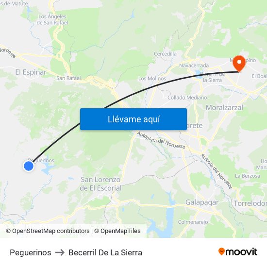 Peguerinos to Becerril De La Sierra map