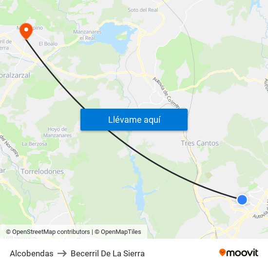 Alcobendas to Becerril De La Sierra map