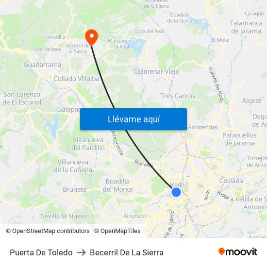 Puerta De Toledo to Becerril De La Sierra map