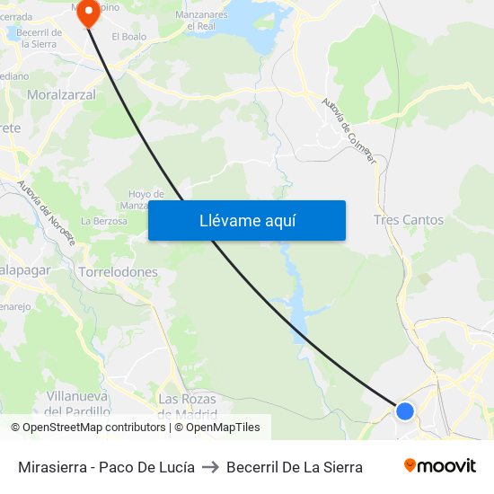 Mirasierra - Paco De Lucía to Becerril De La Sierra map