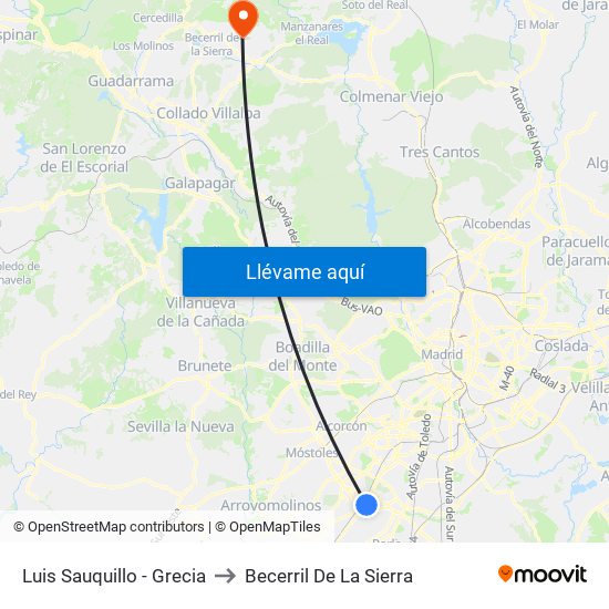 Luis Sauquillo - Grecia to Becerril De La Sierra map