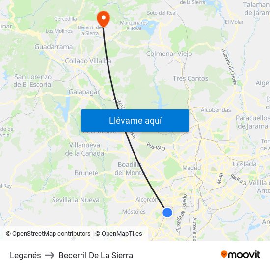 Leganés to Becerril De La Sierra map